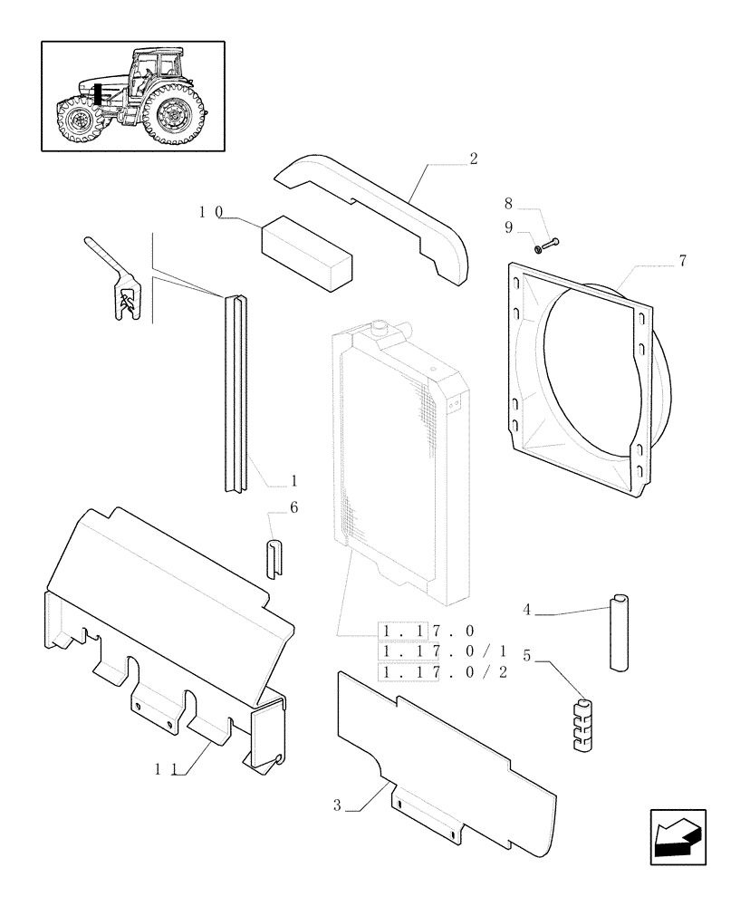 Схема запчастей Case IH MXM140 - (1.17.5) - RADIATOR & RELATED PARTS (02) - ENGINE EQUIPMENT