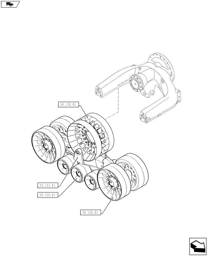 Схема запчастей Case IH QUADTRAC 600 - (48.000.00) - SECTION INDEX - SUSPENSION AND TRACKS (48) - TRACKS & TRACK SUSPENSION
