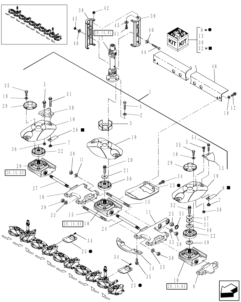 Схема запчастей Case IH RD132 - (20.14.01) - CUTTERBAR, 10 DISC (00) - COMPLETE MACHINE