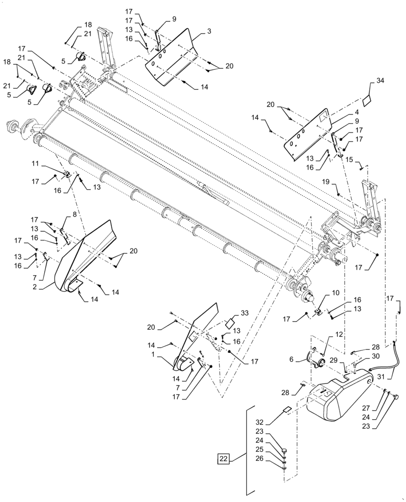 Схема запчастей Case IH 2016 - (60.220.11) - SHIELDS & GUARDS, SWATHMASTER (39) - FRAMES AND BALLASTING