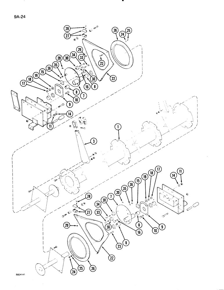 Схема запчастей Case IH 1020 - (9A-24) - 6 BAT REEL, DOUBLE ECCENTRIC, PLASTIC TINES, 20, 22-1/2, 25 AND 30 FOOT HEADER (HART-CARTER) (58) - ATTACHMENTS/HEADERS