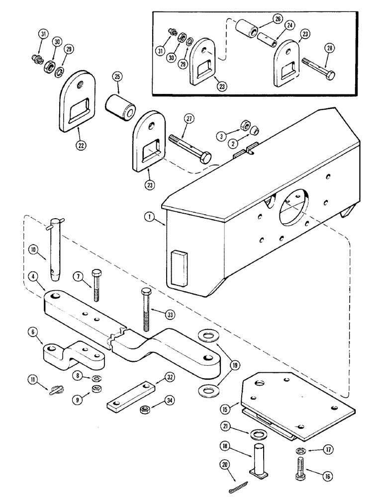 Схема запчастей Case IH 1370 - (368) - DRAWBAR, WITHOUT HITCH (09) - CHASSIS/ATTACHMENTS