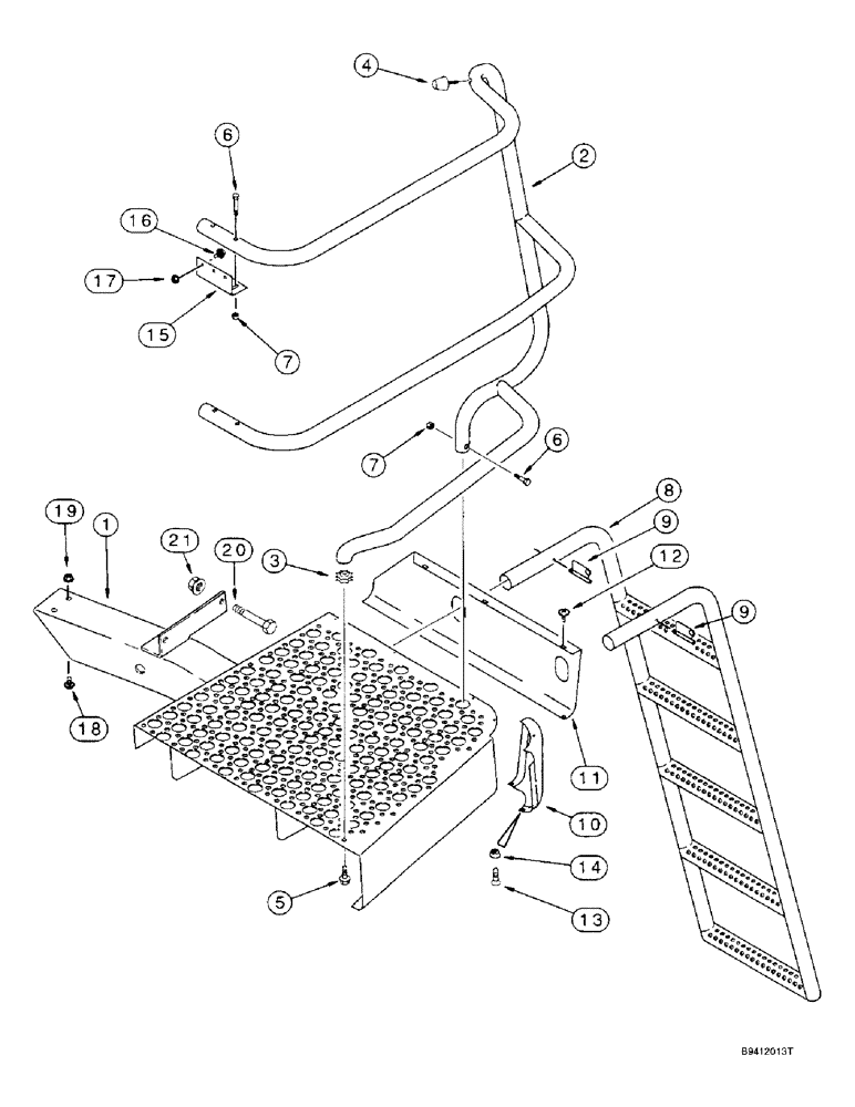 Схема запчастей Case IH 2188 - (9H-34) - RIGHT HAND PLATFORM, LADDER AND HANDRAIL (12) - CHASSIS