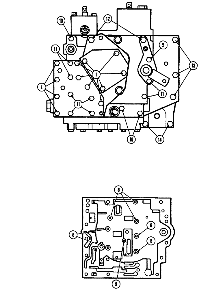 Схема запчастей Case IH 8920 - (6-038) - TRANSMISSION CONTROL VALVE ASSEMBLY, VALVE BOLTS AND PATTERN (06) - POWER TRAIN