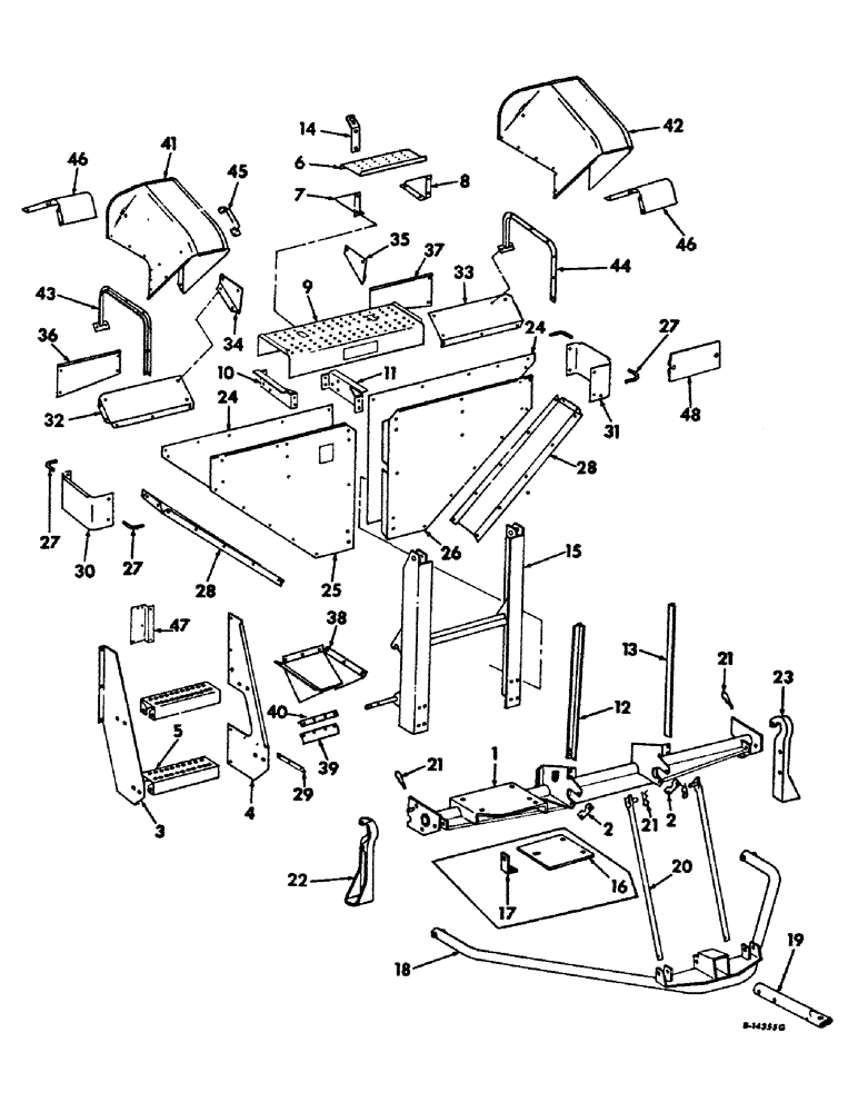Схема запчастей Case IH 234 - (E-02) - HOPPER, HOPPER FRAME AND STAND (58) - ATTACHMENTS/HEADERS