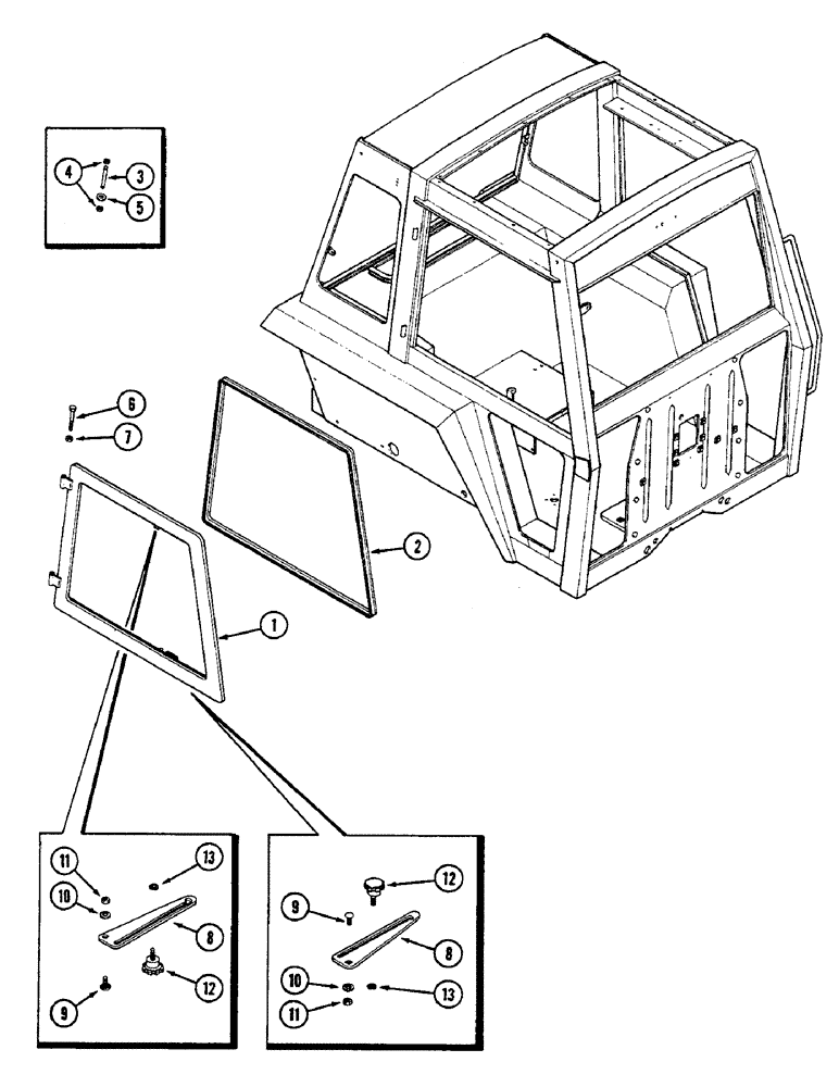 Схема запчастей Case IH 2290 - (9-562) - CAB, SIDE WINDOW (09) - CHASSIS/ATTACHMENTS
