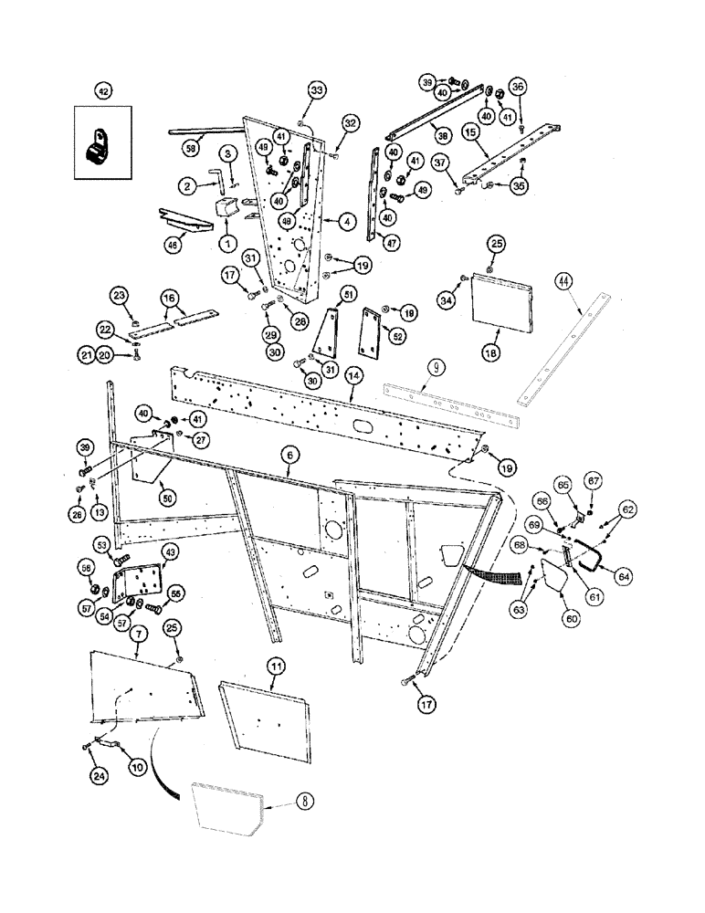Схема запчастей Case IH 2366 - (09H-02) - SEPARATOR - DOORS - LEFT HAND (12) - CHASSIS