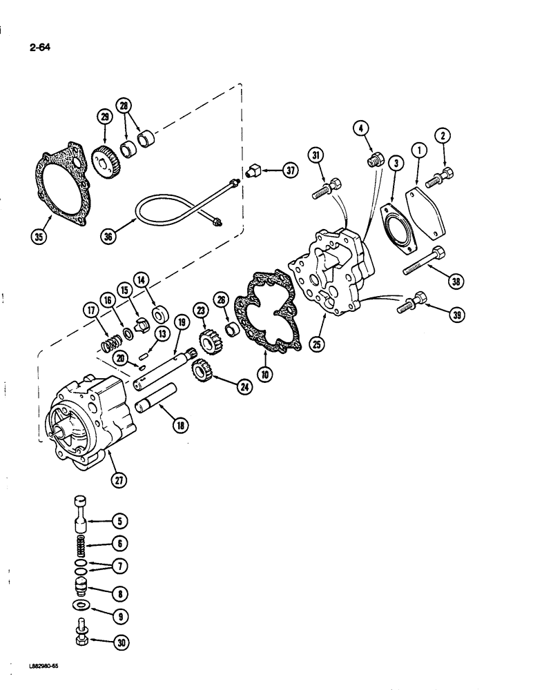 Схема запчастей Case IH 9170 - (2-64) - OIL PUMP, 855 ENGINE (02) - ENGINE