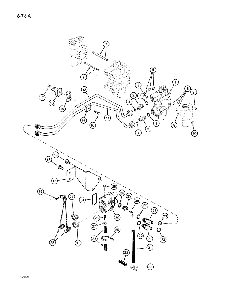 Схема запчастей Case IH 7140 - (8-073A) - THIRD CIRCUIT REMOTE HYDRAULICS, TRANSMISSION S/N AJB0060500 AND AFTER (08) - HYDRAULICS