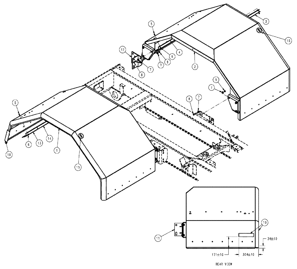 Схема запчастей Case IH TITAN 4520 - (10-003) - REAR FENDER GROUP Options