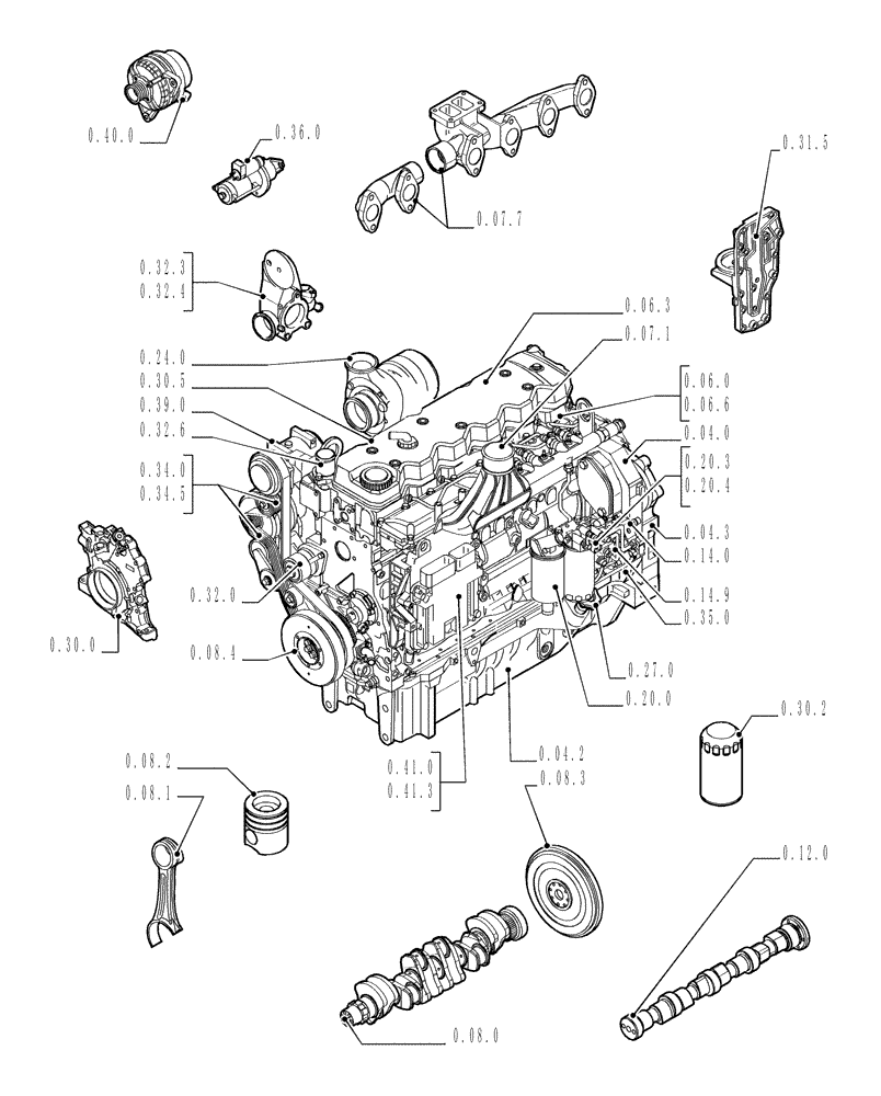 Схема запчастей Case IH PUMA 210 - (0.02.0) - SEC. 01 - ENGINE (01) - ENGINE
