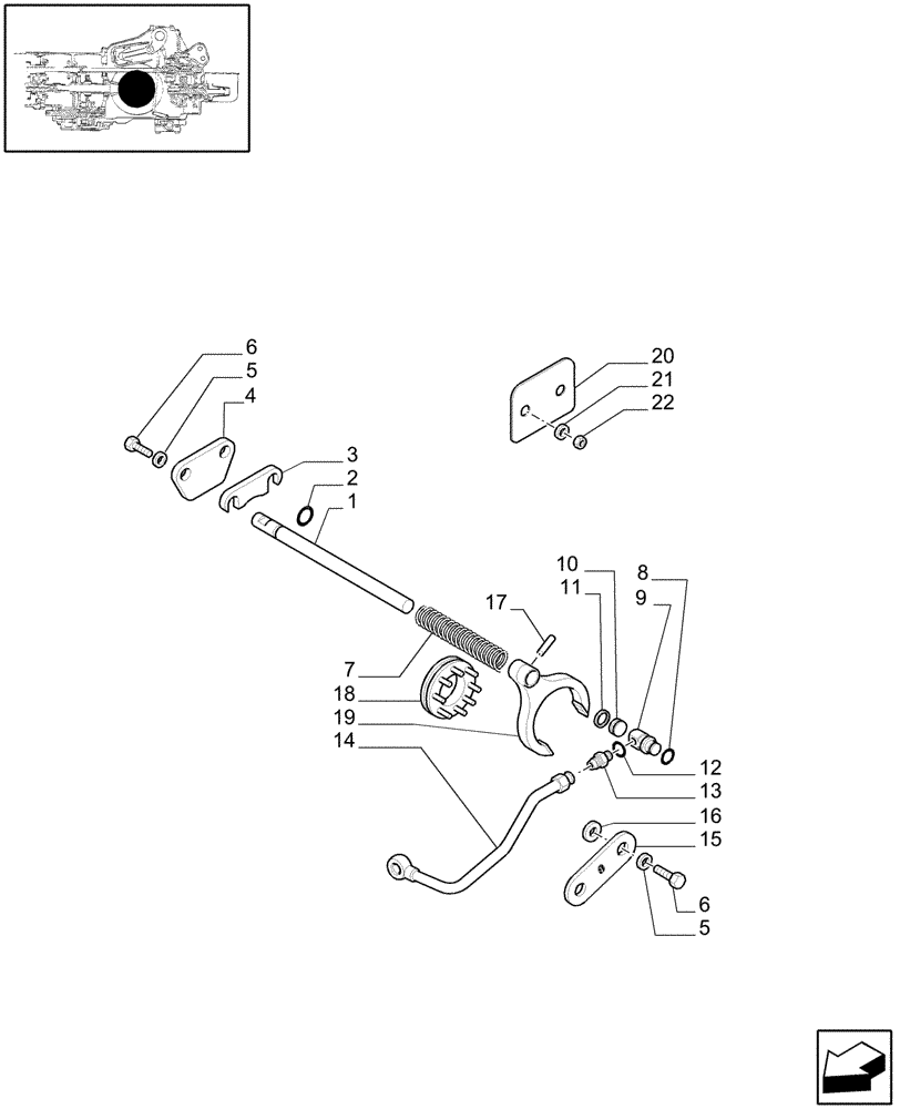 Схема запчастей Case IH JX1085C - (1.32.6/03[01]) - (VAR.326) REAR ELECTROHYDRAULIC DIFF. LOCK (03) - TRANSMISSION