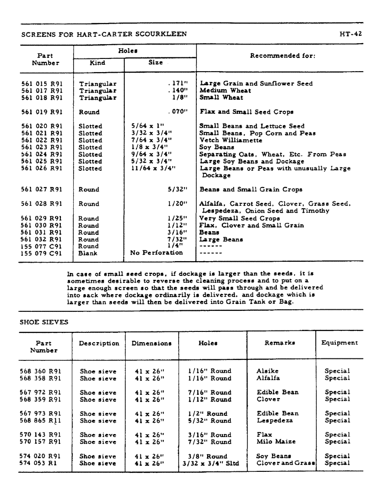 Схема запчастей Case IH 303 - (315) - SCREENS FOR HART, CARTER SCOURKLEEN (88) - ACCESSORIES