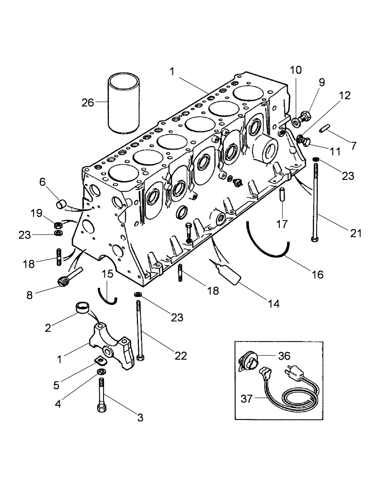 Схема запчастей Case IH 1594 - (2-20) - CYLINDER BLOCK ASSEMBLY (02) - ENGINE