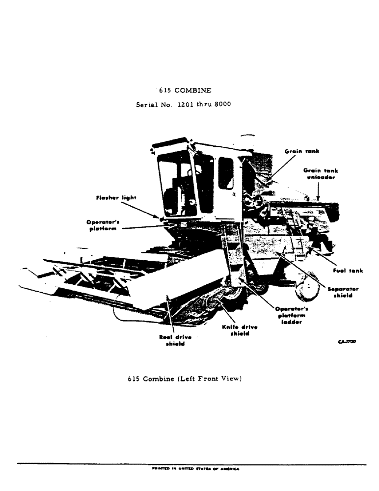 Схема запчастей Case IH 615 - (00-14) - 615 COMBINE, SERIAL NO. 1201 THRU 8000 (00) - GENERAL