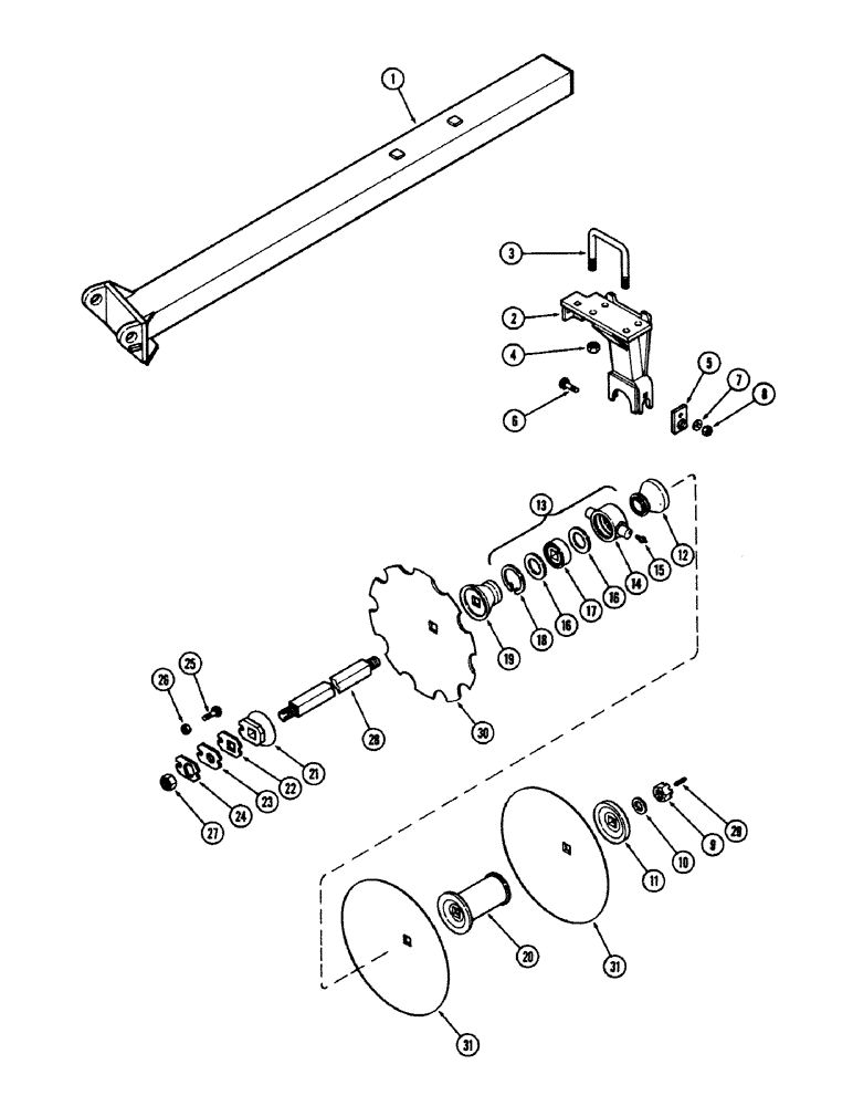 Схема запчастей Case IH E30 - (078) - REAR LEFT WING GANG, 10-1/2 INCH (266.7 MM) SPACING, MODEL 11-318 