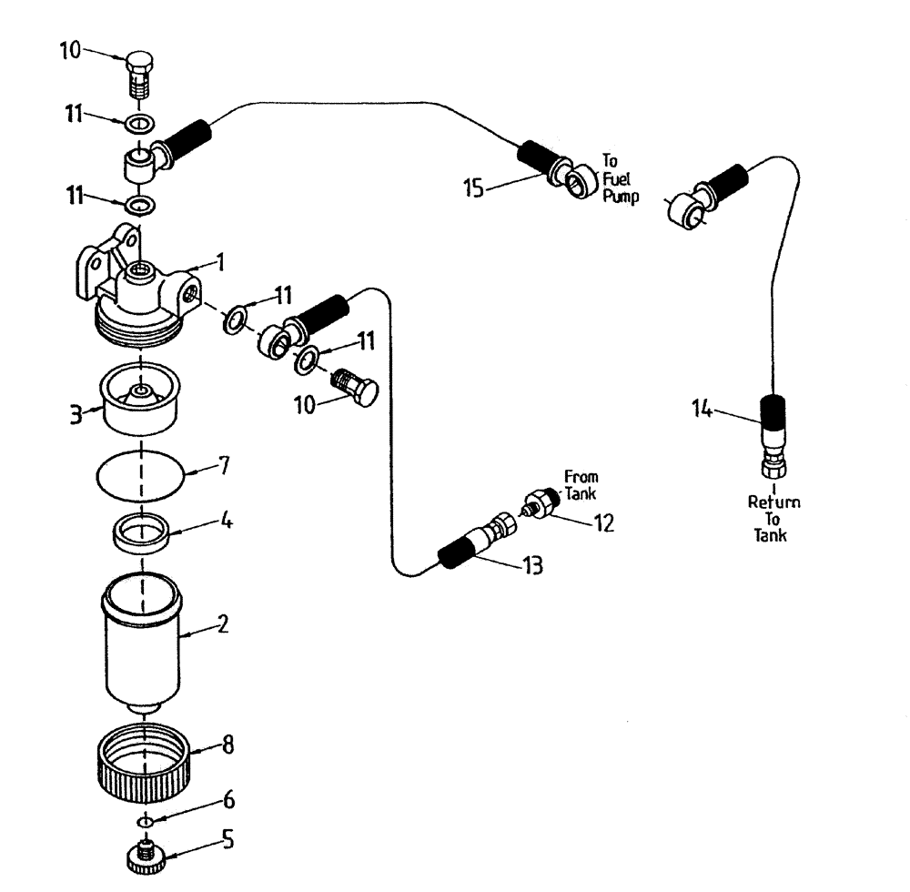 Схема запчастей Case IH 7700 - (C01-32A) - WATER SEPARATOR AND FUEL LINES (108), SERIAL #7908 AND ONWARDS Engine & Engine Attachments