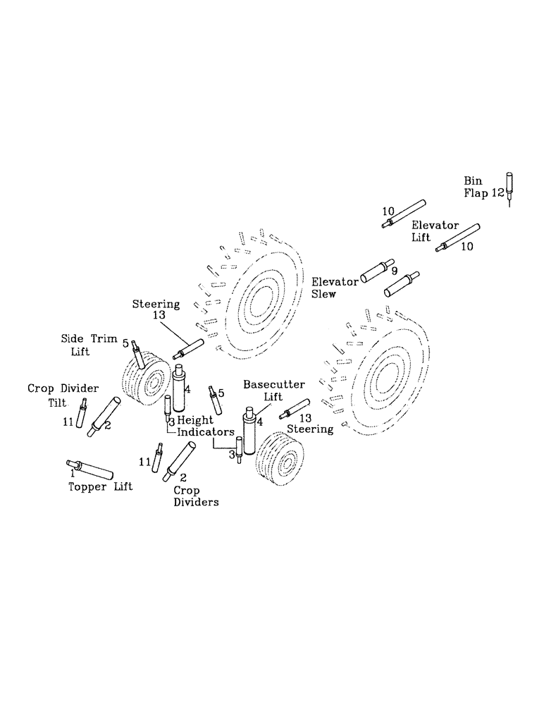 Схема запчастей Case IH 7000 - (B01-01) - HYDRAULIC CYLINDERS, 7000 Hydraulic Components & Circuits