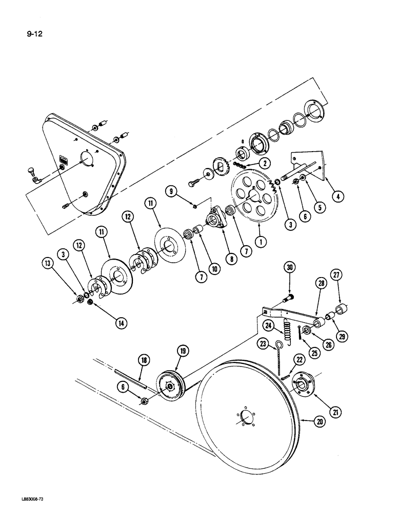 Схема запчастей Case IH 1590 - (9-012) - REEL DRIVE, 1490 AND 1590 MOWER CONDITIONER (03) - CHASSIS/MOUNTED EQUIPMENT