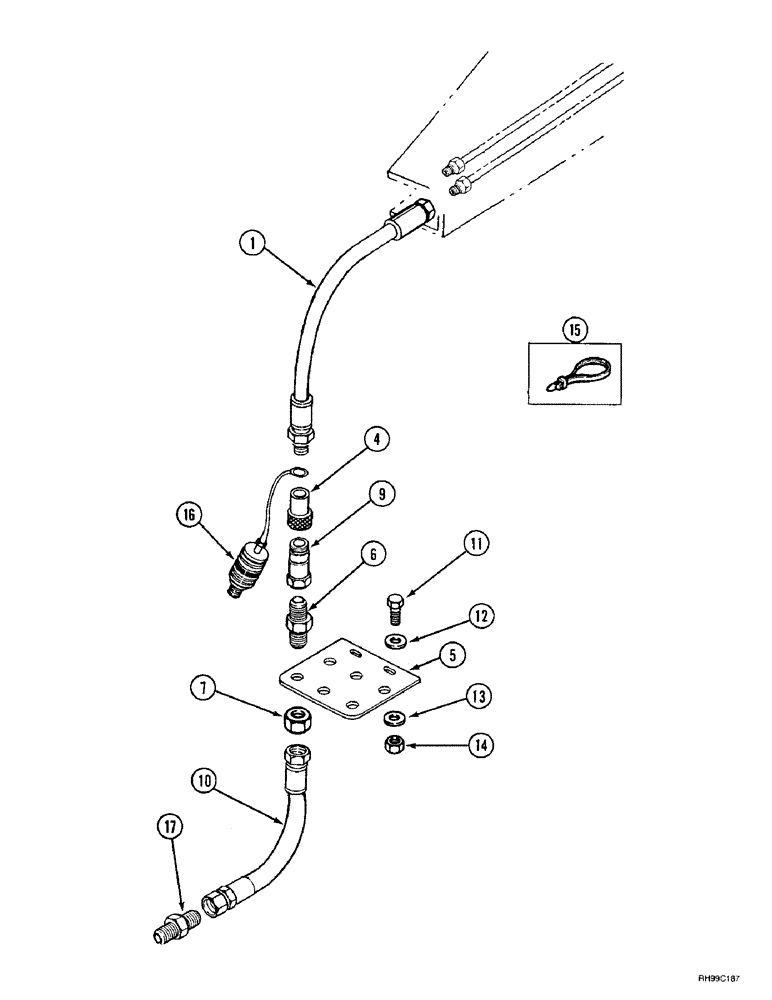 Схема запчастей Case IH L650 - (8-16) - HYDRAULICS - MID MOUNT (2 FUNCTION WITH SELF LEVELING) (08) - HYDRAULICS