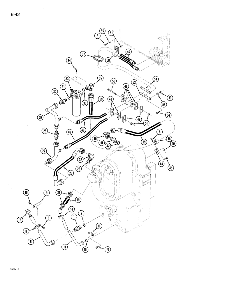 Схема запчастей Case IH 9230 - (6-042) - TRANSMISSION LUBRICATION, TRANSMISSION TO OIL COOLER (06) - POWER TRAIN