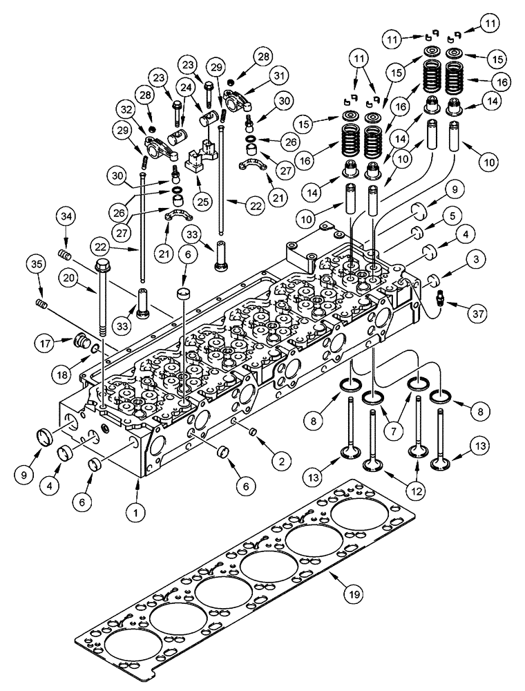Схема запчастей Case IH FLX4510 - (02-045) - CYLINDER HEAD AND VALVE MECHANISM, FLX4510 (01) - ENGINE
