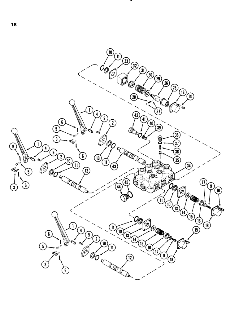 Схема запчастей Case IH 66L - (18) - THREE SPOOL CONTROL VALVE (35) - HYDRAULIC SYSTEMS