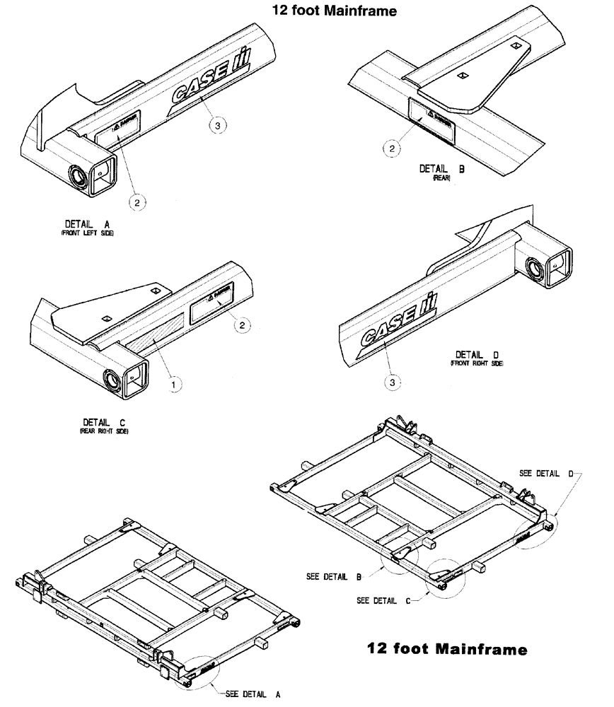Схема запчастей Case IH 4400 - (09-37) - DECAL LOCATION - 12 FOOT MAINFRAME 