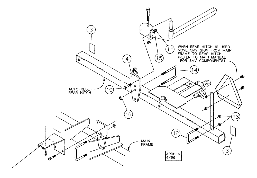 Схема запчастей Case IH 2500 ECOLO-TIL - (39.110.03) - AUTO RESET REAR HITCH - AA OPTION (39) - FRAMES AND BALLASTING