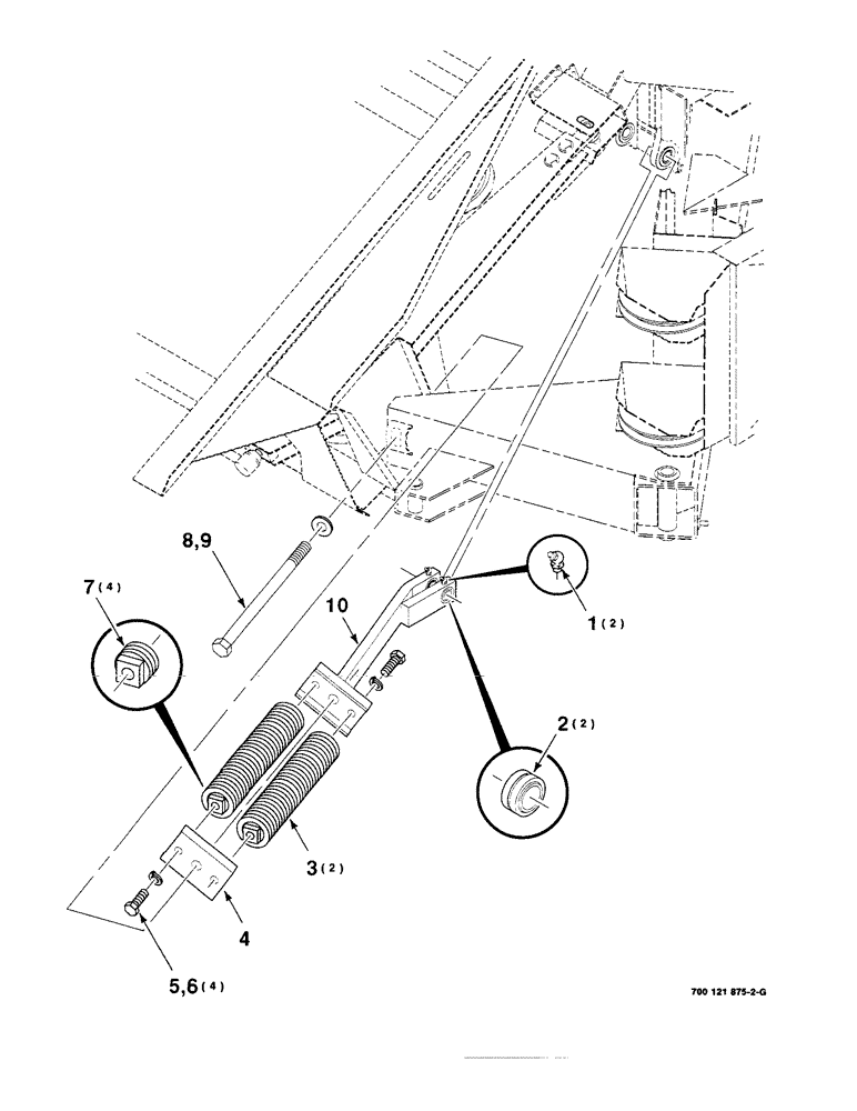 Схема запчастей Case IH 8220 - (7-22) - FLOTATION SPRING ASSEMBLY, 21 FOOT ONLY (58) - ATTACHMENTS/HEADERS