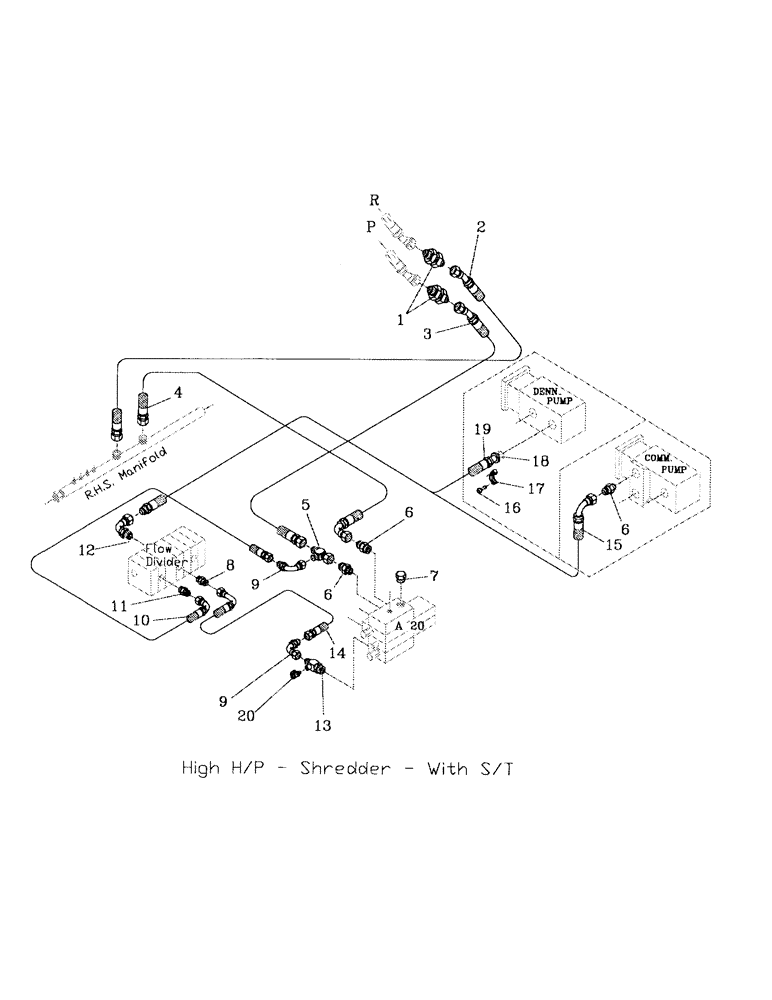 Схема запчастей Case IH 7700 - (B06-19) - HYDRAULIC CIRCUIT, SHREDDER TOPPER, 2 BANK A20 Hydraulic Components & Circuits