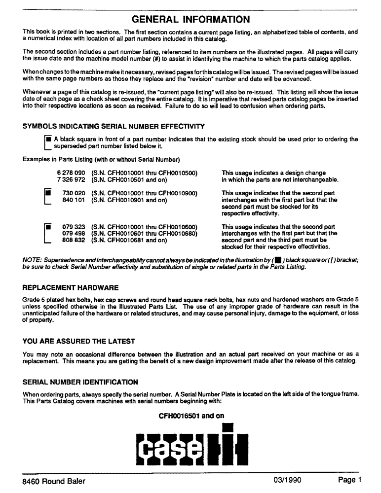 Схема запчастей Case IH 8460 - (001) - GENERAL INFORMATION (00) - GENERAL