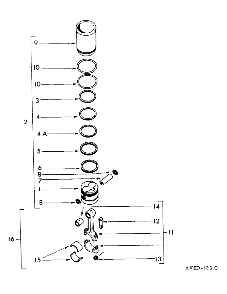 Схема запчастей Case IH FU-267D - (024) - PISTONS - CYLINDER SLEEVES - SEGMENTS - CONNECTING RODS & BEARINGS (02) - ENGINE