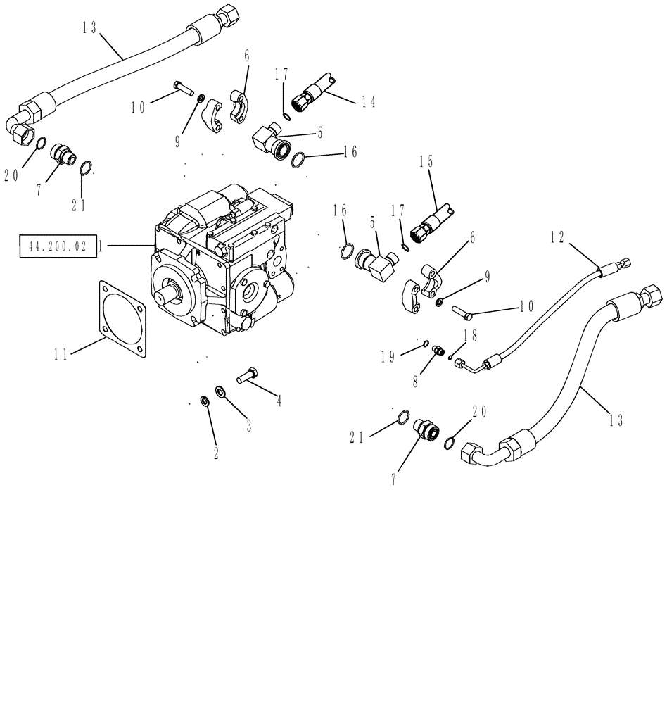 Схема запчастей Case IH 625 - (44.200.01) - HYDRAULIC POWER GUIDE AXLE MOTOR SYSTEM (44) - WHEELS