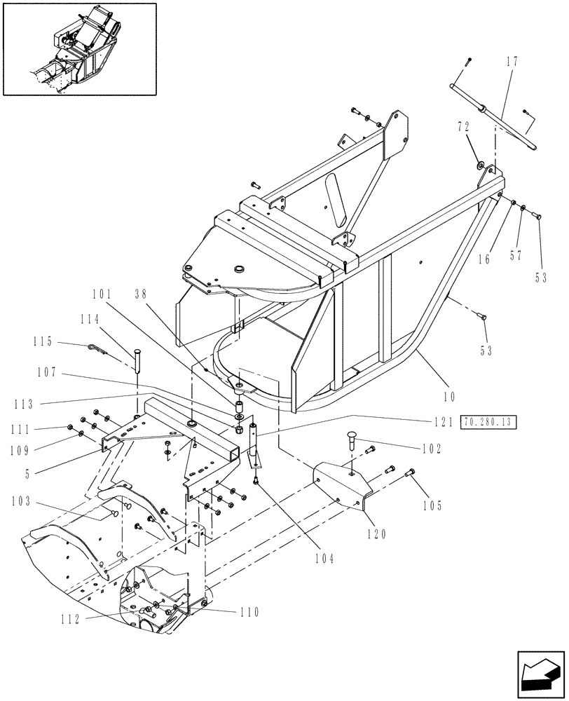Схема запчастей Case IH BTX11 - (70.280.01) - MAIN FRAME (70) - EJECTION