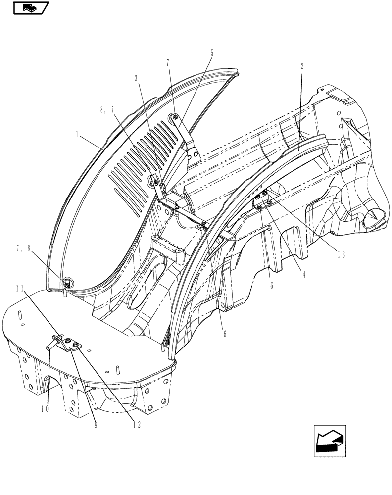Схема запчастей Case IH MAGNUM 190 - (90.100.01) - HOOD, FIXED (90) - PLATFORM, CAB, BODYWORK AND DECALS