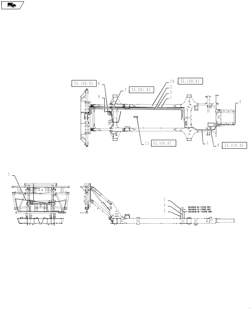 Схема запчастей Case IH 3330 - (55.100.02) - FRAME ELECTRICAL GROUP (55) - ELECTRICAL SYSTEMS