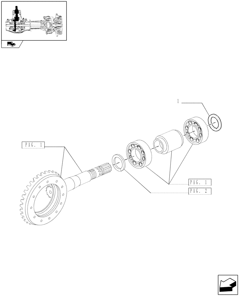 Схема запчастей Case IH FARMALL 75C - (1.40.2/06[04]) - FRONT AXLE W/LIMITED SLIP DIFF, L/FRONT BRAKES (40 KM/H) - SHIMS (VAR.332328) (04) - FRONT AXLE & STEERING