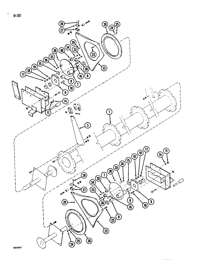 Схема запчастей Case IH 1010 - (9-030) - 6 BAT REEL, DOUBLE ECCENTRIC, PLASTIC TINES, 20.0, 22.5, 25.0 AND 30.0 FOOT HEADER, HART CARTER (58) - ATTACHMENTS/HEADERS