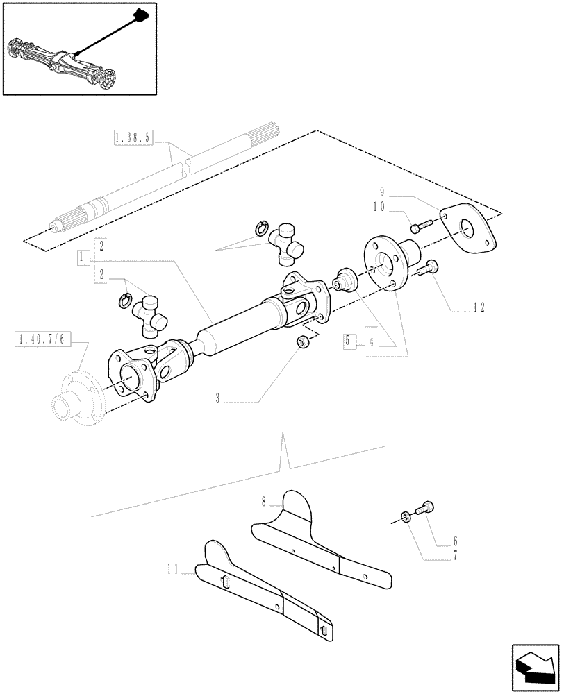 Схема запчастей Case IH MXM140 - (1.38.5/08) - (VAR.519-520) CLASS 4 4WD FRONT AXLE WITH SUSPENSIONS AND "TERRALOCK" - DRIVE SHAFT (04) - FRONT AXLE & STEERING