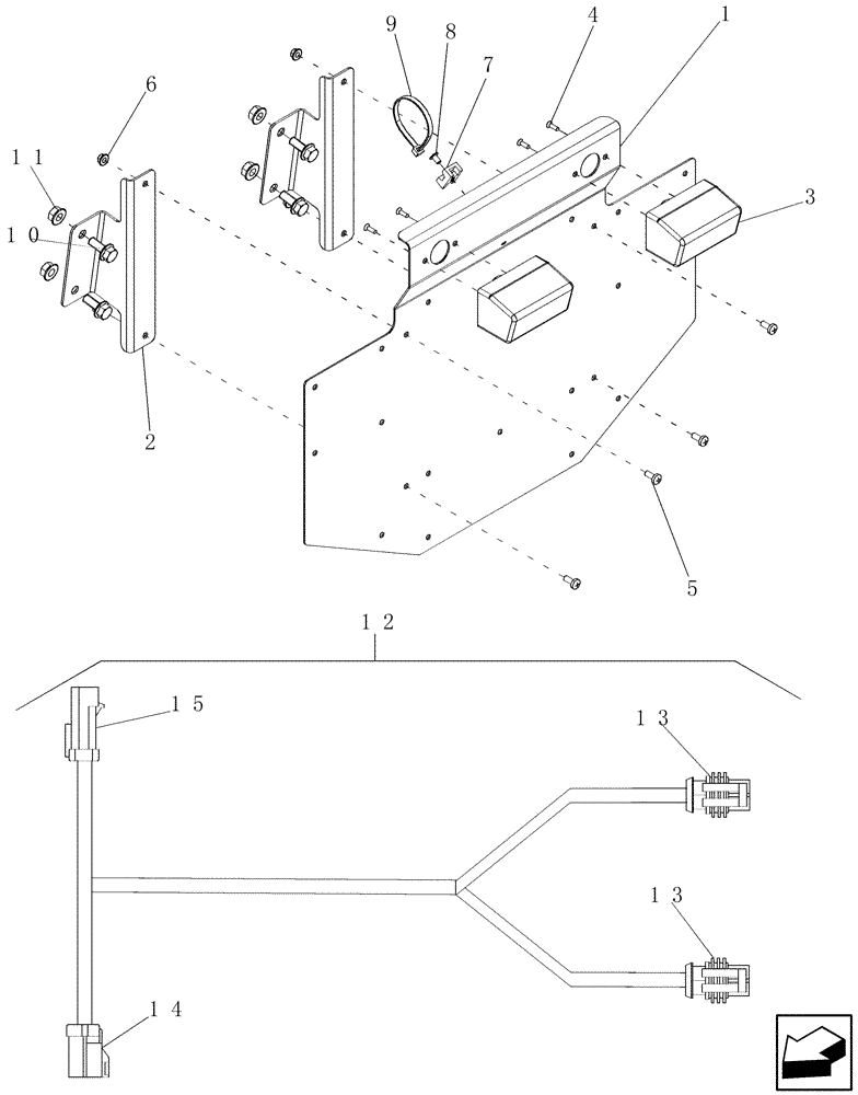 Схема запчастей Case IH 7130 - (55.404.34) - REAR LICENSE PLATE LIGHTS AND HARNESS (EU ONLY) (55) - ELECTRICAL SYSTEMS