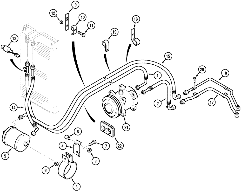 Схема запчастей Case IH CX60 - (02-15) - AIR CONDITIONING PIPES (02) - ENGINE