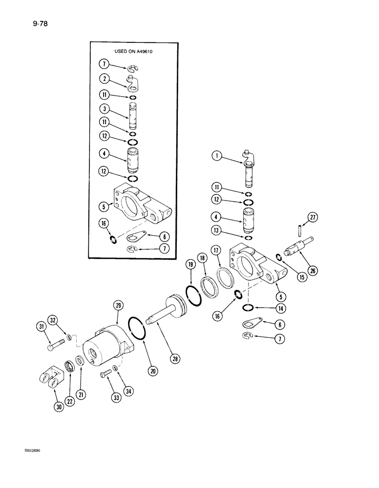 Схема запчастей Case IH 7140 - (9-078) - SEAT CYLINDER ASSEMBLY, AIR/OIL SUSPENSION SEAT (09) - CHASSIS/ATTACHMENTS