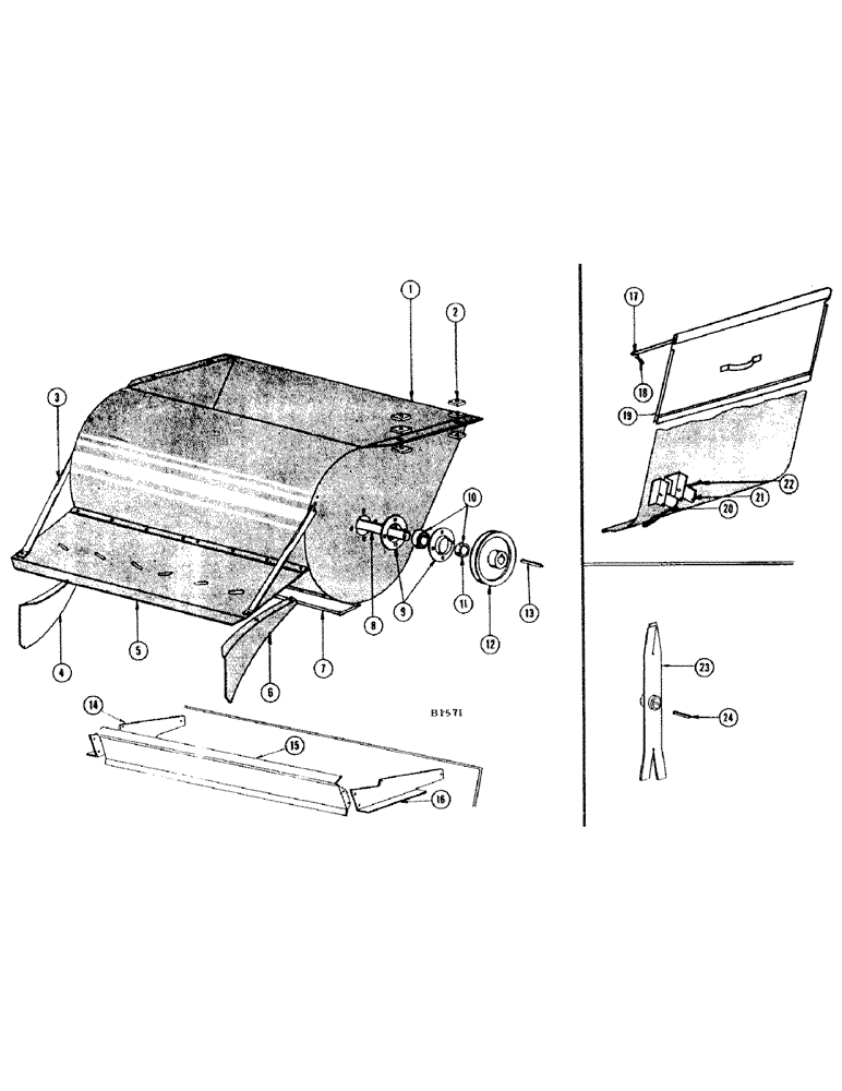 Схема запчастей Case IH 1010 - (196) - CUTTER AND SPREADER HOUSING, POLARIS STRAWCHOPPER ATTACHMENT, BEFORE SERIAL NUMBER 8262501 (73) - RESIDUE HANDLING