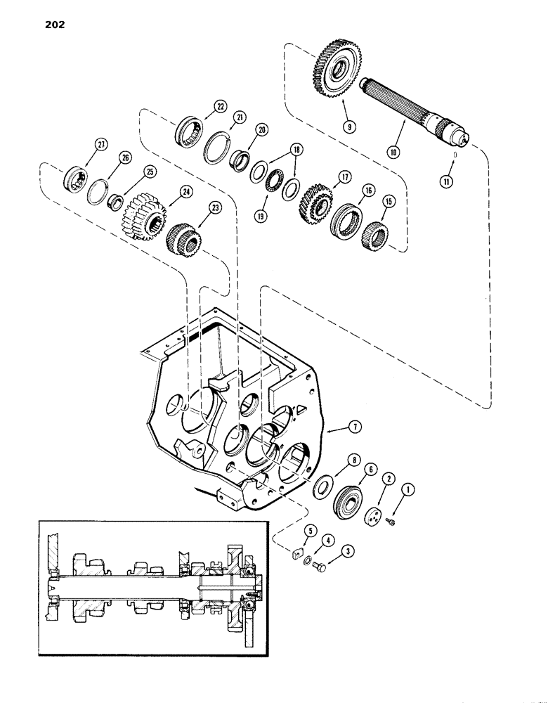 Схема запчастей Case IH 870 - (202) - SLIDING GEAR SHAFT, MECHANICAL SHIFT (06) - POWER TRAIN