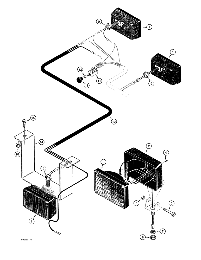 Схема запчастей Case IH 1818 - (4-26) - WORK LAMPS AND WIRING (04) - ELECTRICAL SYSTEMS