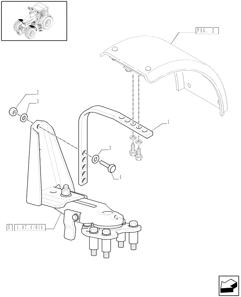 Схема запчастей Case IH MAXXUM 110 - (1.87.4/01[01]) - 4WD DYNAMIC FRONT FENDERS WITH AXLE WITH BRAKE - C5799 (VAR.333884-334884-335884-336884) (08) - SHEET METAL