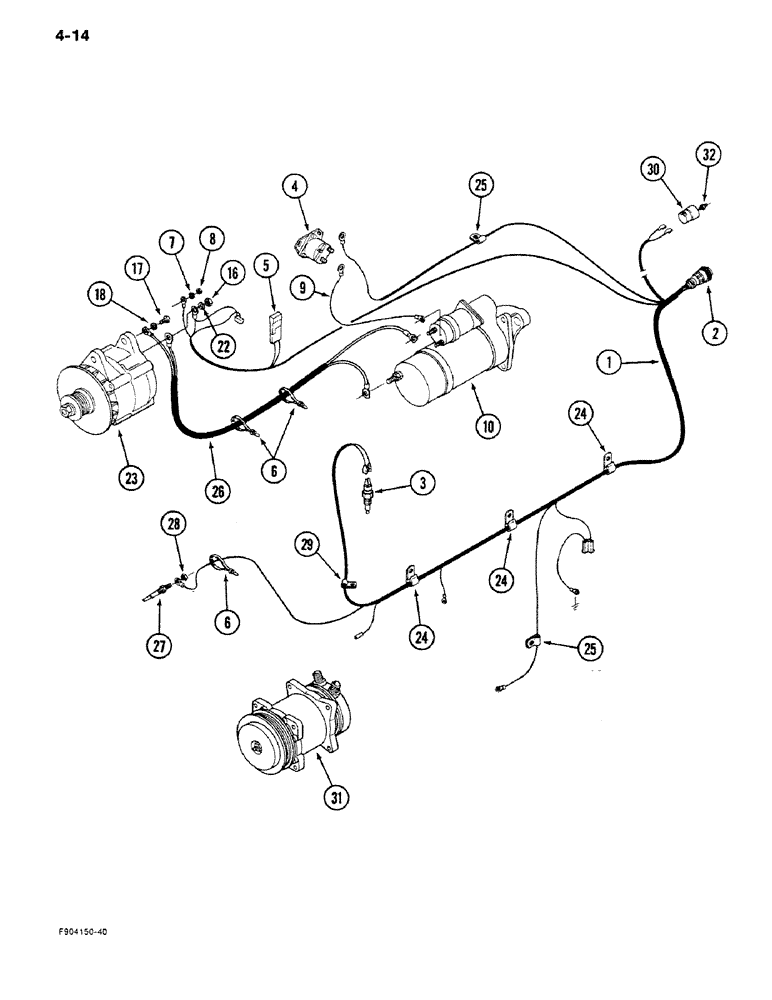 Схема запчастей Case IH 9270 - (4-14) - ENGINE HARNESS (04) - ELECTRICAL SYSTEMS