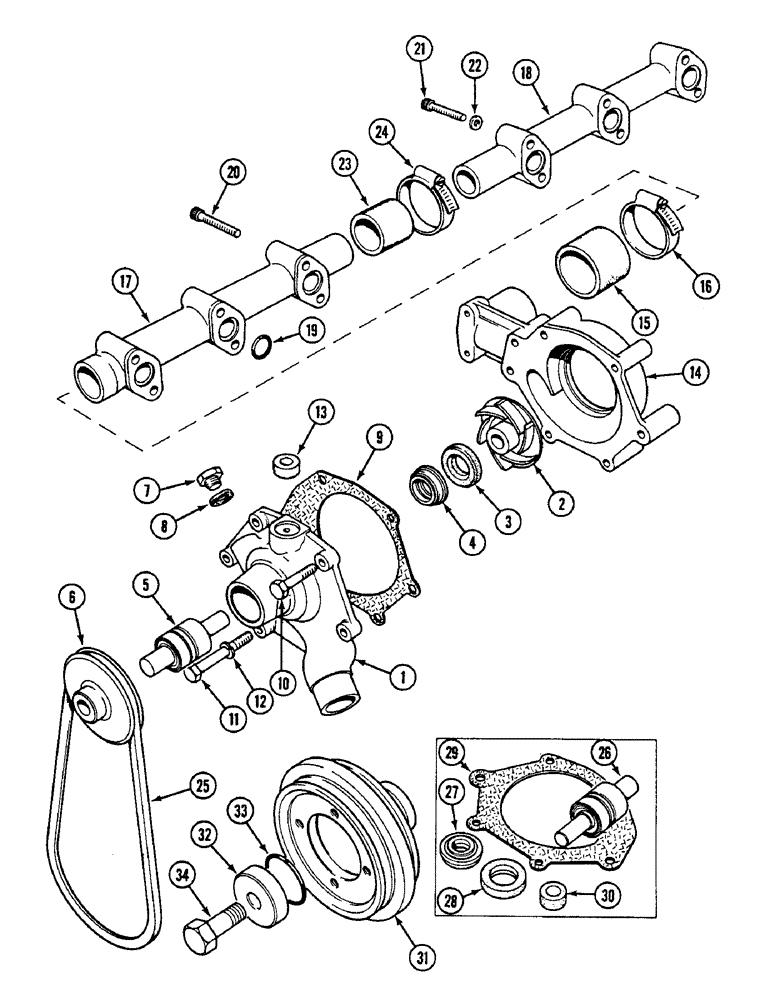 Схема запчастей Case IH 1594 - (2-08) - WATER PUMP (02) - ENGINE
