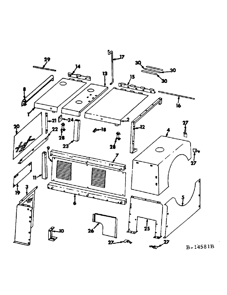Схема запчастей Case IH 815 - (A-12) - CHASSIS, RADIATOR AND SHEET METAL, ENGINE HOOD COVER, FOR V-8 GASONLINE AND LP GAS ENGINES Chassis, Radiator & Sheet Metal